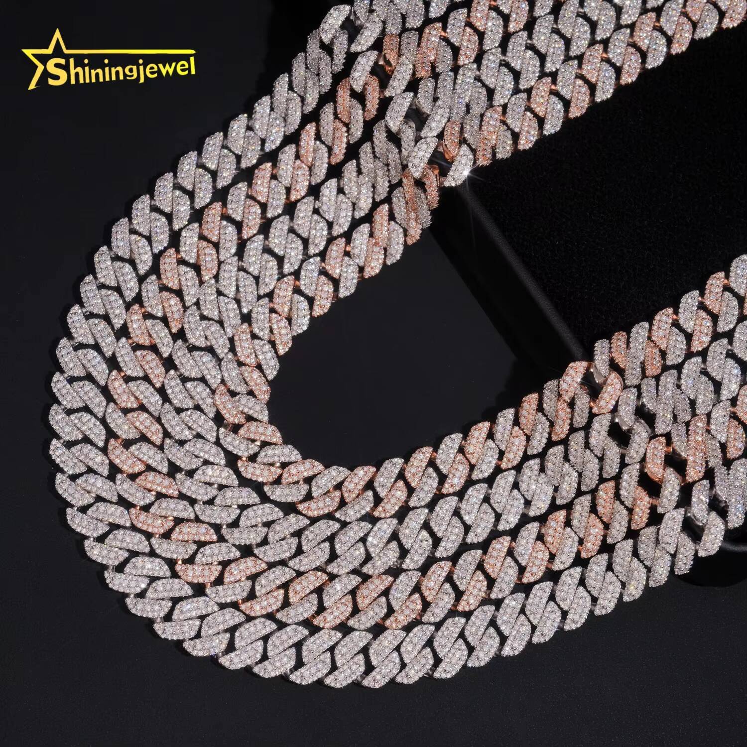New Stocks 13mm 3 Rows 925 Sterling Silver Hip Hop Jewelry Men Necklace Bracelet Iced Out Moissanite Diamond Cuban Link Chain