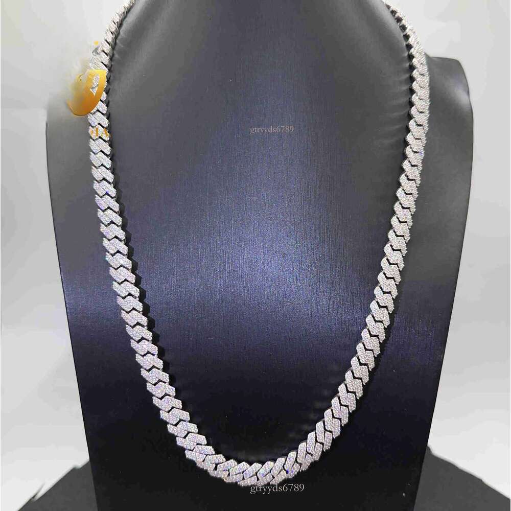 10mm Iced Out Miami Hip Hop Necklace Sterg Sier VVS Moissanite Cuban k Chain for men women
