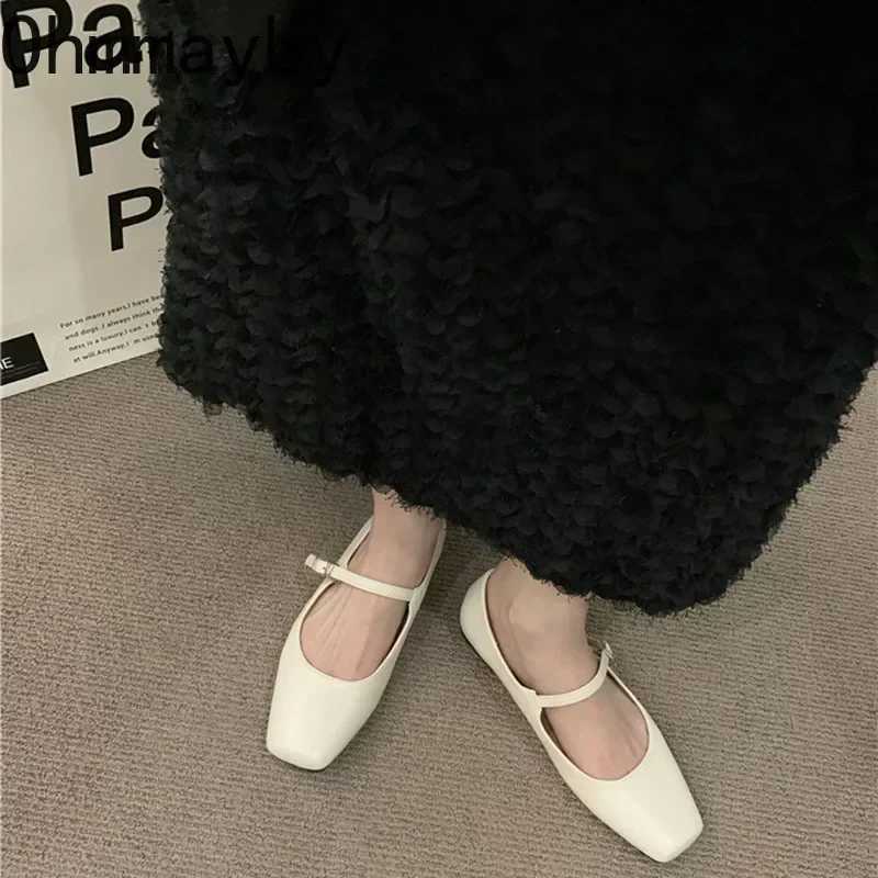 Spring Autumn Flats Wen Fion Shallow Buckle Ladies Comfort Square Toe Ballerina Shoes Y250802