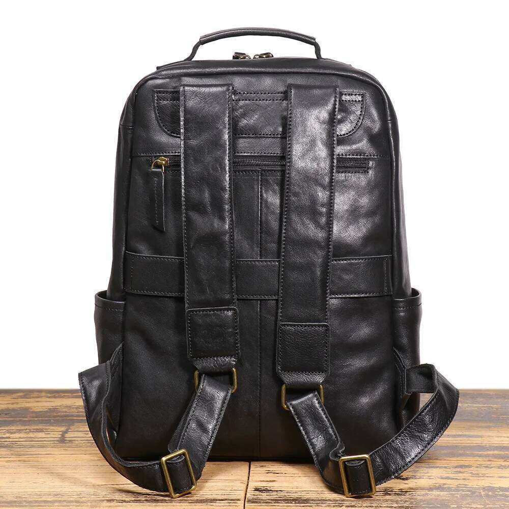 LUOKIR Men's Genuine Leather Double Shoulder Backpack: Cowhide Fits Into Rolling Suitcase Travel Bag Large Capacity Laptop Ba 250731
