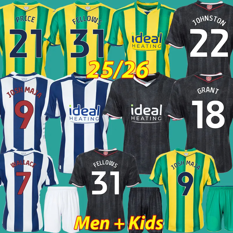 2025 2026 West Bromwichs Albions Soccer Jerseys 25 26 WBA Kits West Brom Football Shirt The Baggies Kits WALLACE JOSH MAJA FELLOWS GRANT Men Kids Kit Uniform