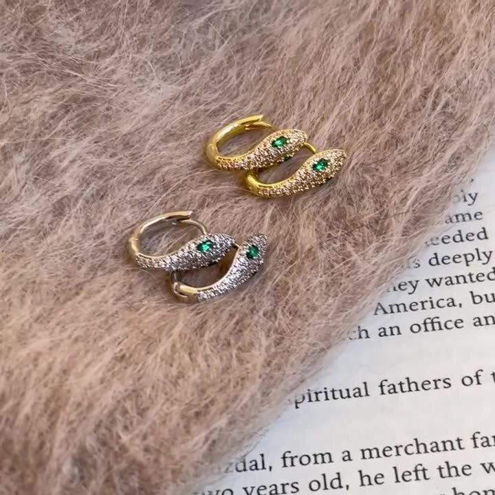 Fashionable Zircon Serpentine Women's Earrings Free Delivery Designer Luxury Jewelry European And American Creative Round Earclip Jewelry Ear Stu