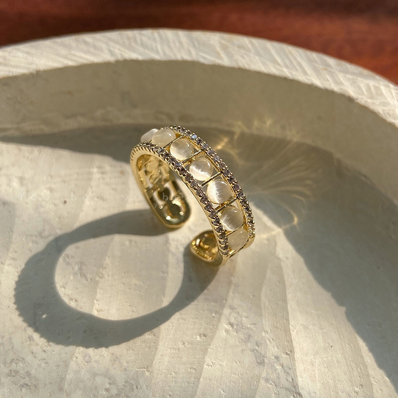 2025 New Retro Fashionable And Unique Design High-end Zircon Open-ring Korean Internet Celebrity Ring