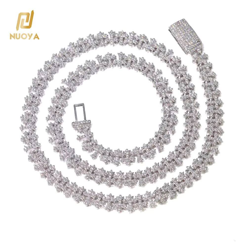 Fine Jewelry 8.5MM Iced Out Diamond Chain Necklace Gold Plated Cross Design Bling moissanite Fashion Necklace for Men Women