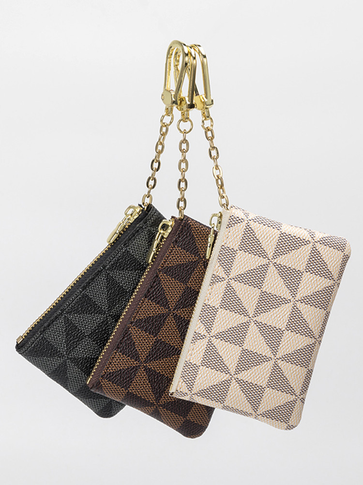 Free shipping design new short wallet, European and American trendy brand, horizontal wallet for young with trendy printed checkered card case.