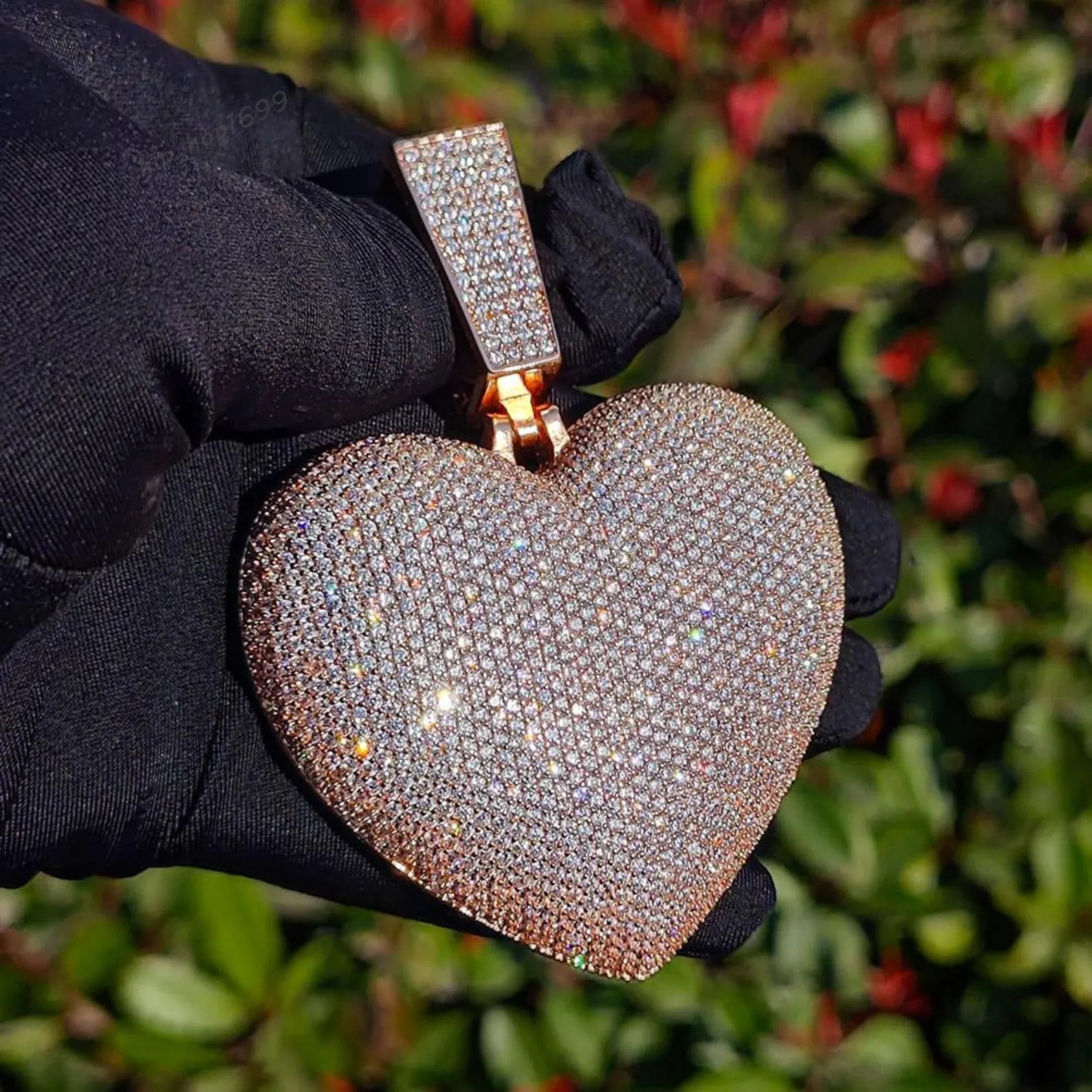 IGI Certified VVS Moissanite Diamond Pendant Custom 18K Rose Gold Plated Fine Jewelry Heart Shape Hip Hop Iced Pendants Charms