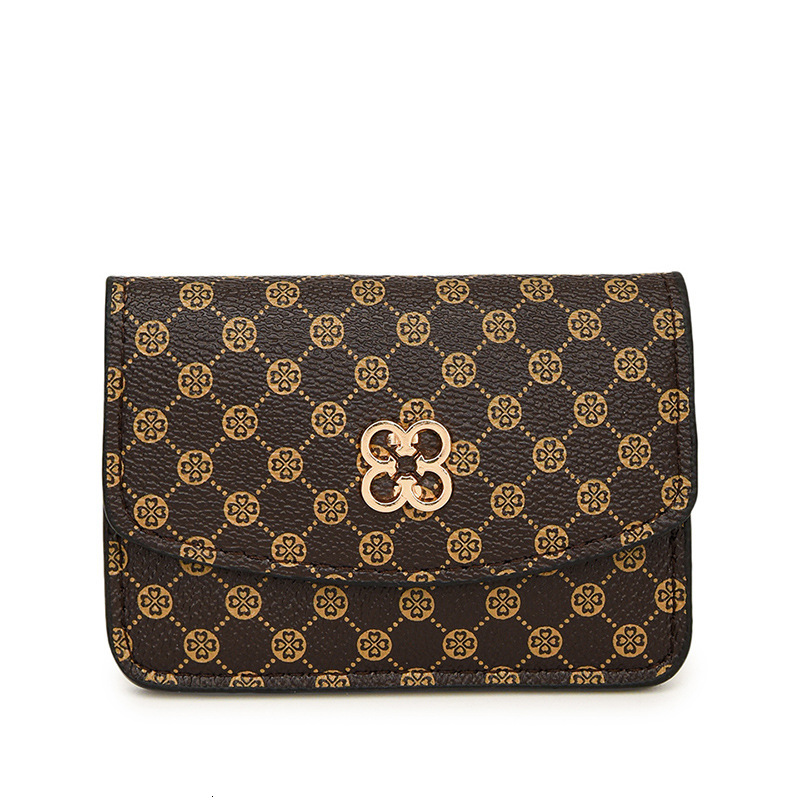 High End Exquisite Mini Compact Card Holder Free Shipping Designer Luxury Printed Buckle Coin Bag Fashionable Wallet Keychain