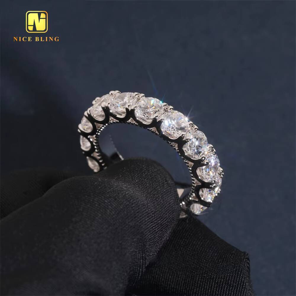 5MM Diamond One Row Daily Wear Ring Hip Hop CZ Rapper Brass 5A Cubic Zirconia Fine Jewelry Diamond Iced Out Ring for Men