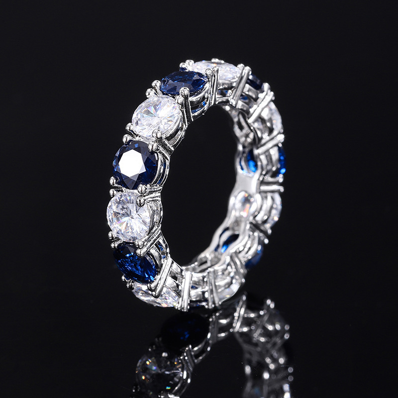 Designer Jewelry Wedding Rings Zhuang Shengsheng Jewelry S925 Solid Silver Imitation Gemstone 5mm Geometric Trendy Retro Band Ring For Women