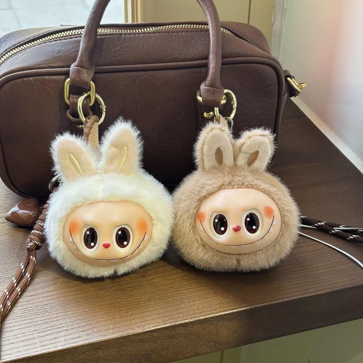 Labubu Popmart bag pendant plush key rearview mirror pendant Keychains V1 V2 V3 Gift Unisex Fashion Cute