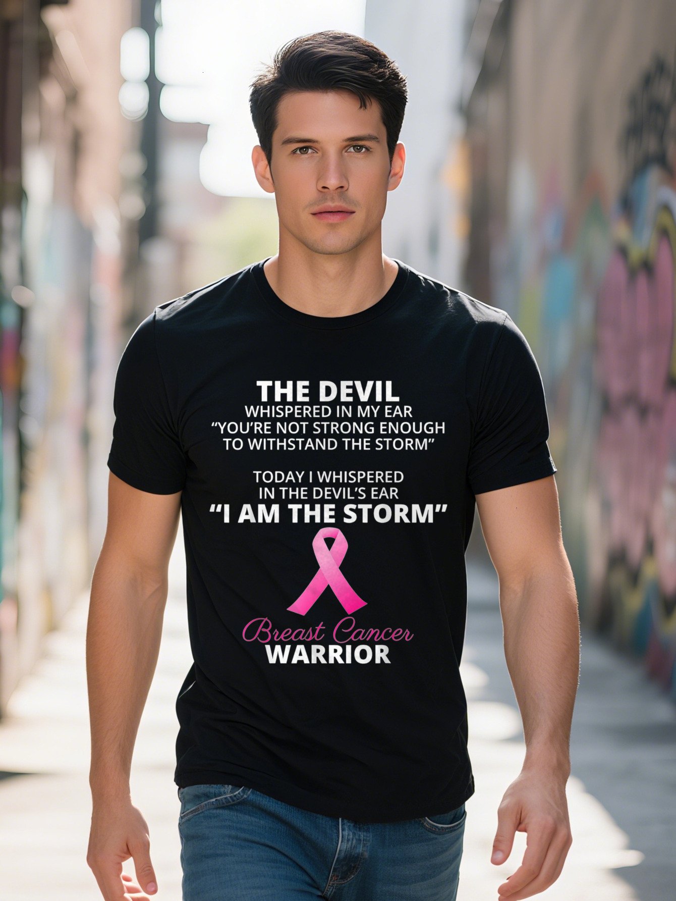 Cotton T-Shirt for Men and Women I AM THE STORM Warrior Short Sleeve Round Neck Washable