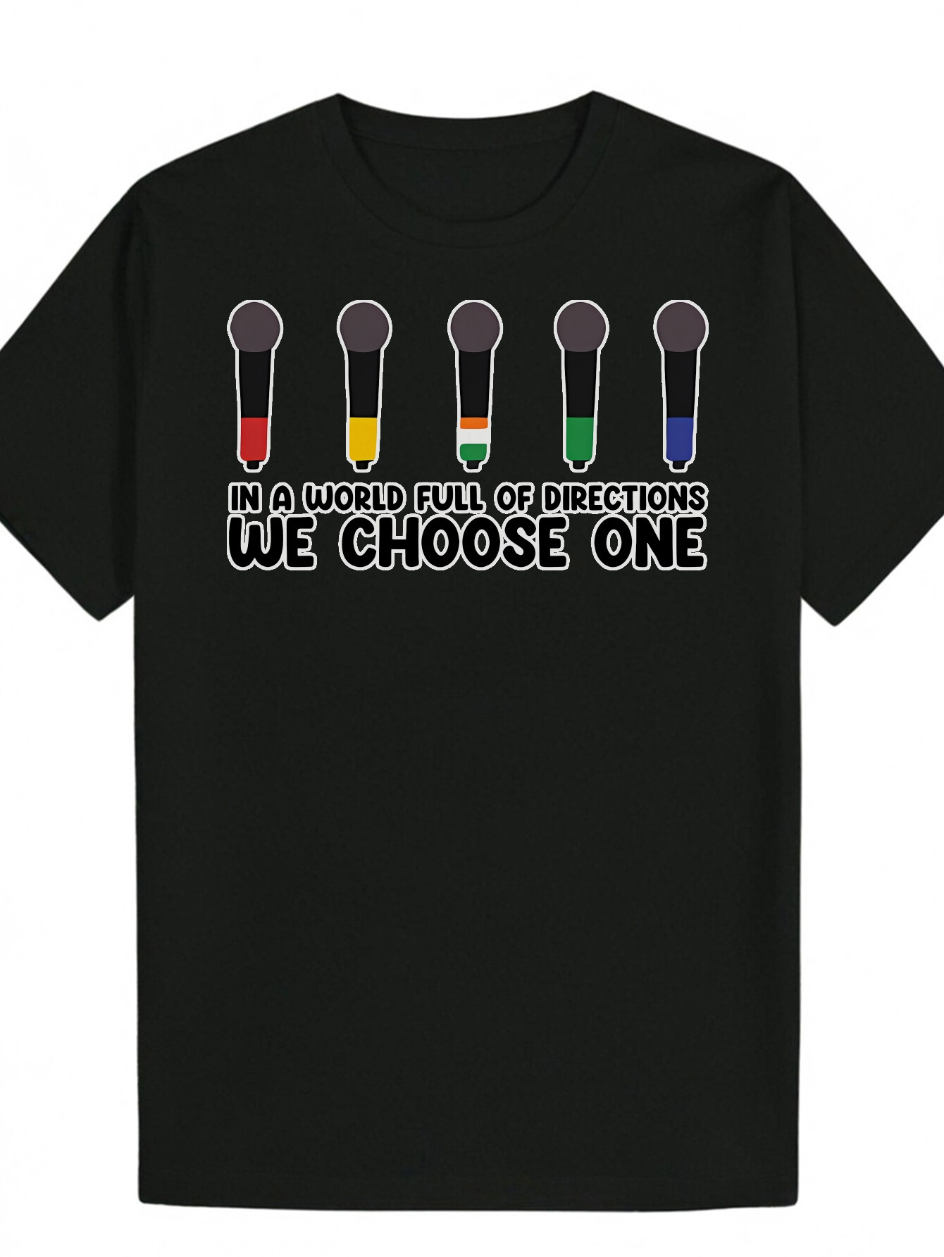 Men's Graphic Bold 'Choice' Design with Colorful Spoon 100% Polyester Casual Summer T-Shirt - Machine Washable Regular Fit Black Top