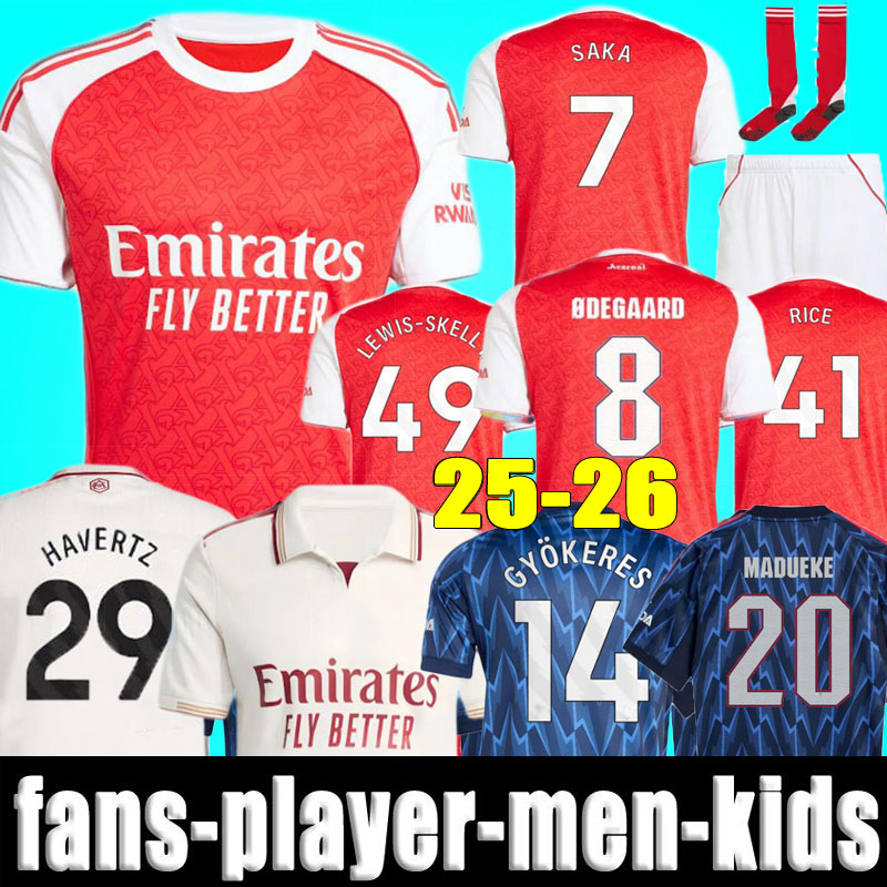 25 26 SAKA GYOKERES HAVERTZ soccer jerseys Trossard Zubimendi MADUEKE CALAFIORI Norgaard ODEGAARD MARTINELLI Nwaneri RICE 2025 2026 MERINO football shirt Men Kids