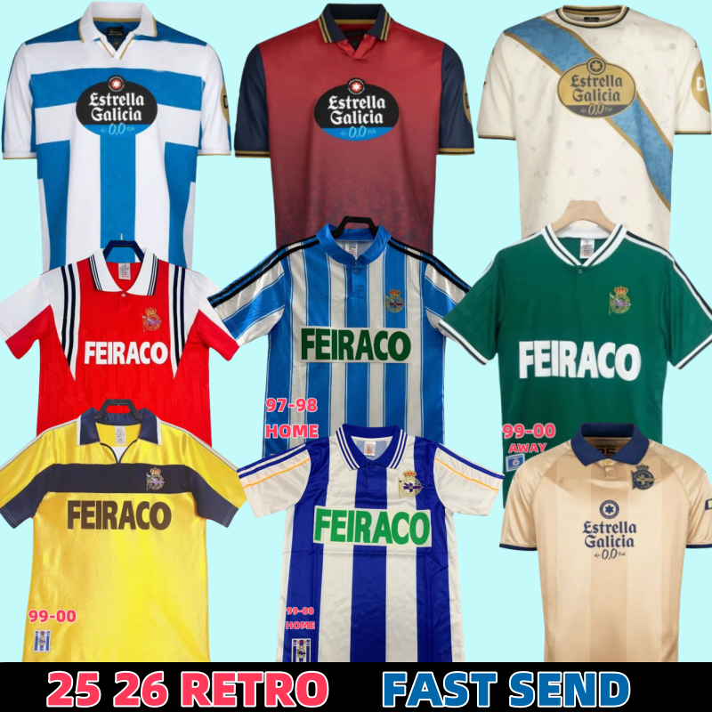 Fans Retro 99/00 Deportivo de La Coruna Jersey YEREMAY 94 95 Home Away 25 26 men Classic Vintage Football Shirt Breathable