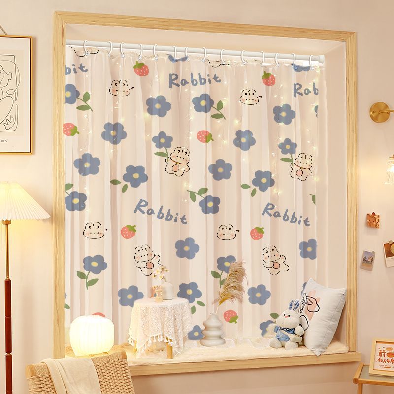 YL-36777 Punch-free installation simple curtain blackout cloth sunshade with rod small short window door curtain rental house partition curtain