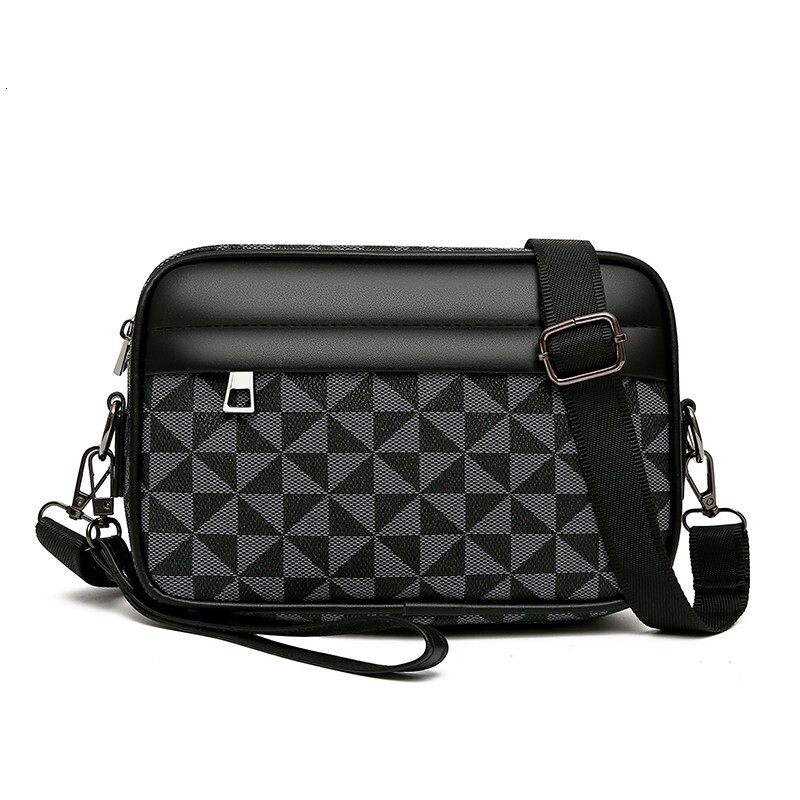 Luxury High-end Men's Business Wrist Bag Free Shipping Designer Soft Leather Shoulder Bag Casual Geometric Pattern Phone Bag Fashion Handbag