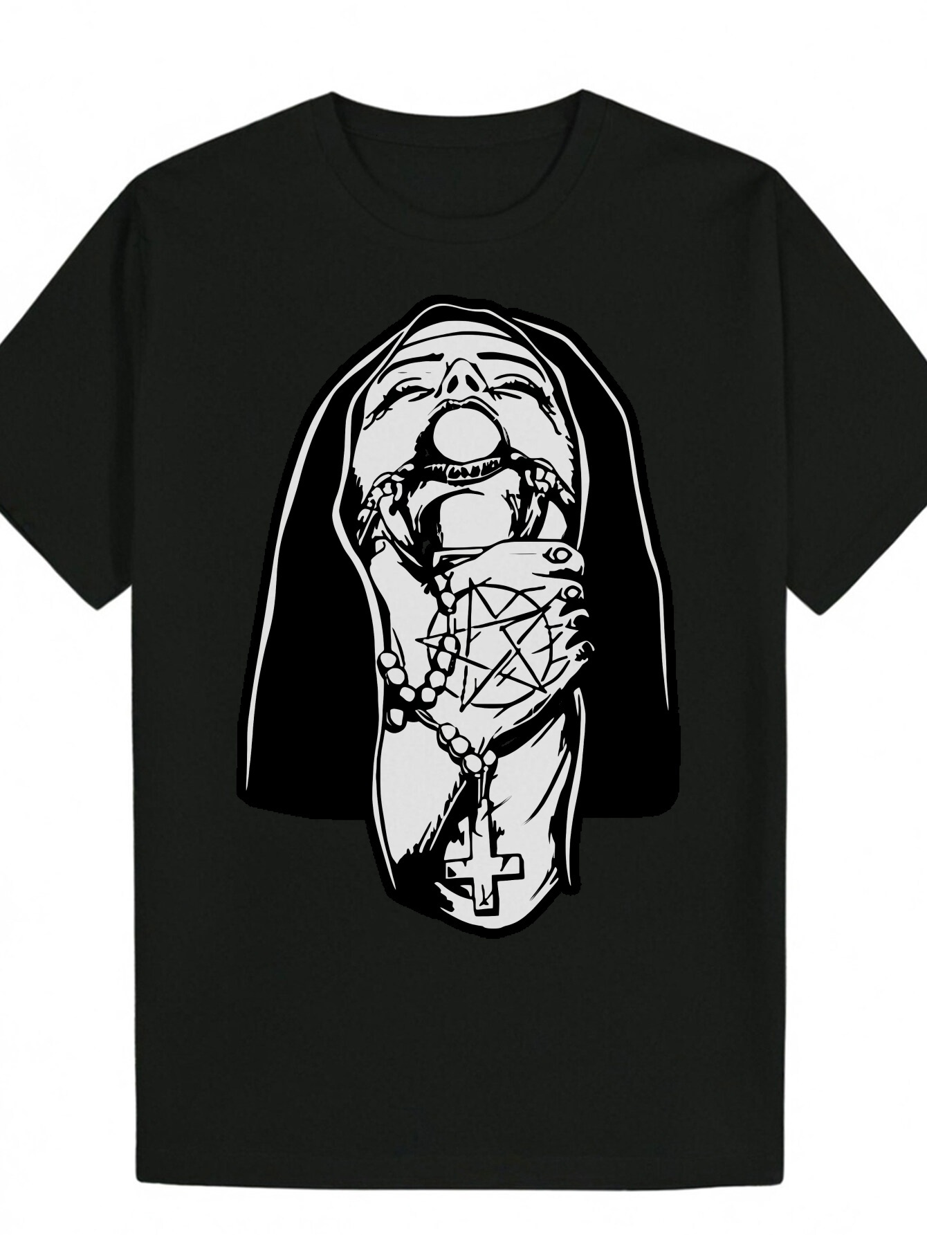 Men's Summer Casual Round Neck Polyester T-Shirt with Portrait Pattern Design