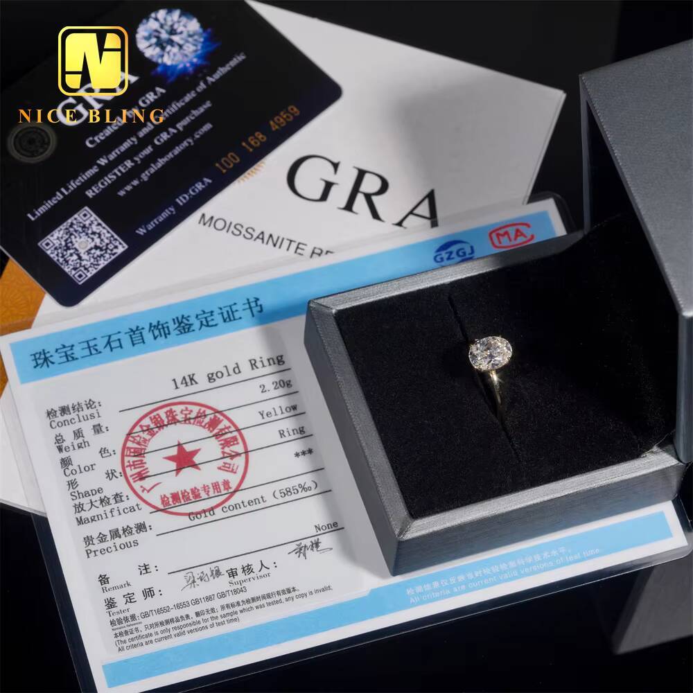 Pass Diamond Tester VVS Moissanite Wedding Ring 14K Gold Oval Cut Ring Moissanite Engagement Ring for Women