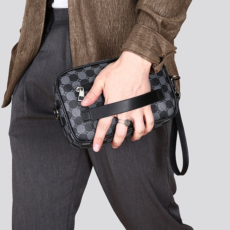 Luxury High-end Men's Business Wrist Bag Free Shipping Designer Soft Leather Shoulder Bag Casual Geometric Pattern Phone Bag Fashion Handbag