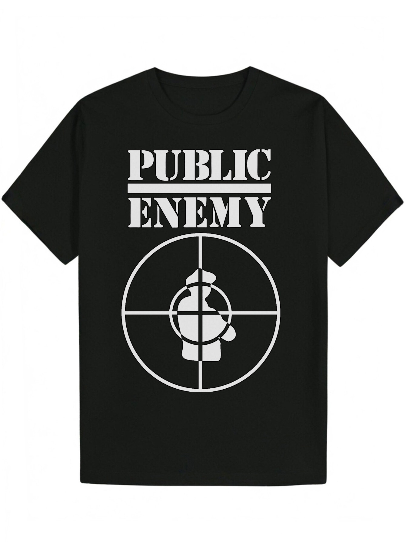Men's Graphic PUBLIC ENEMY Bold Target Design Black/White T-Shirt Lightweight Polyester Casual Streetwear Top, Suitable for Daily and Personalize