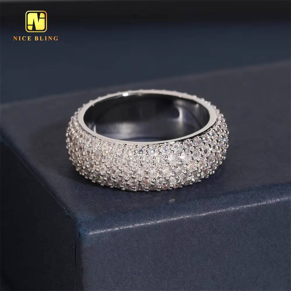 Ready To Ship 5ROW Diamond Daily Wear Men Ring Hip Hop CZ Jewelry Rapper Brass 5A Cubic Zirconia Fully Iced Out Diamond Ring