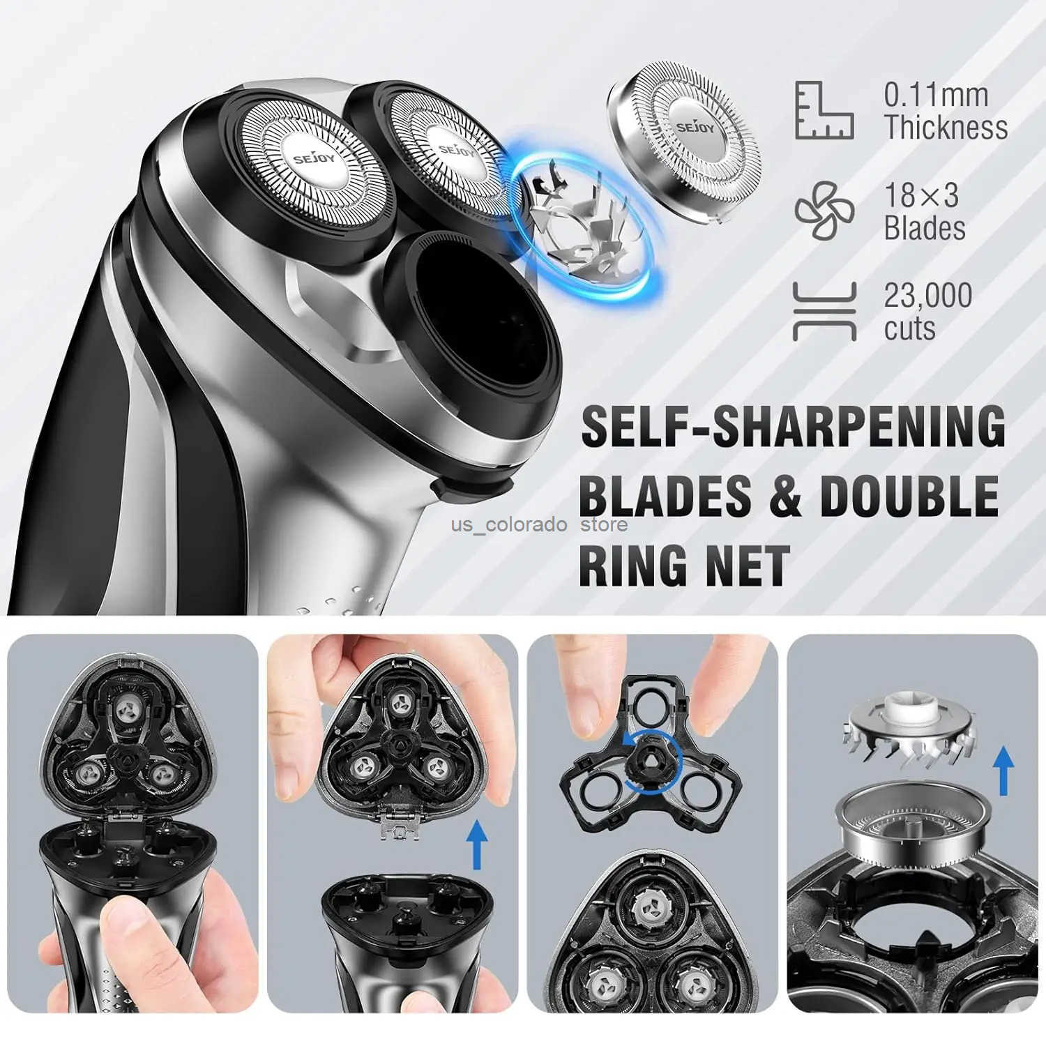 SEJOY Electric Shavers for Men Cordless Razor Hair Trimmer Waterproof IPX7 Travel Hairber Shaving Machine Home Appliances Z250802