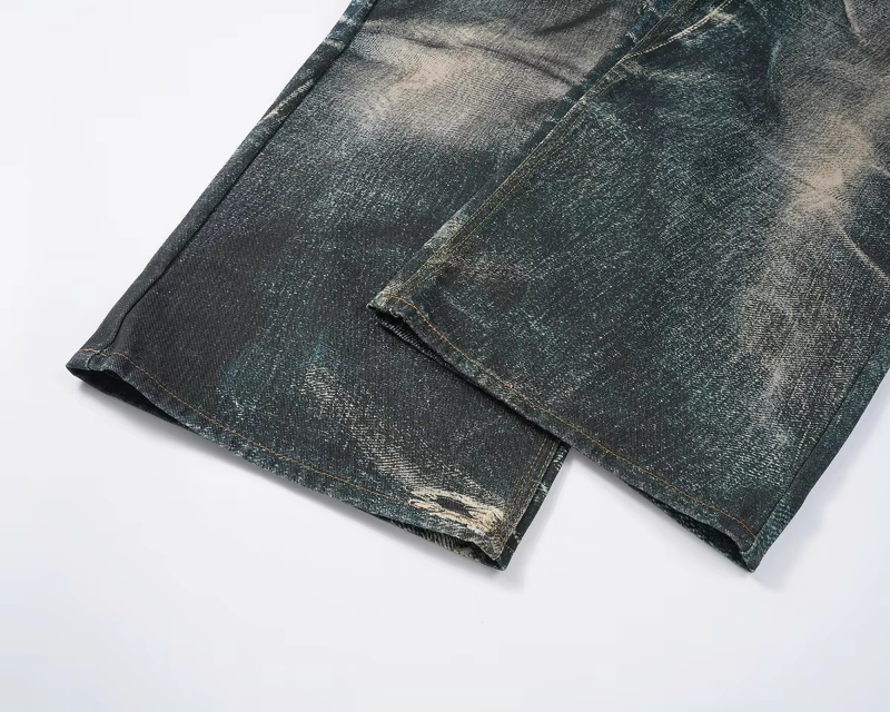 MIJKO Vintage 3D Print Color Chain Washed Baggy Jeans for Men and Women Straight Harajuku Loose Denim Trousers Oversized Cargo Pants