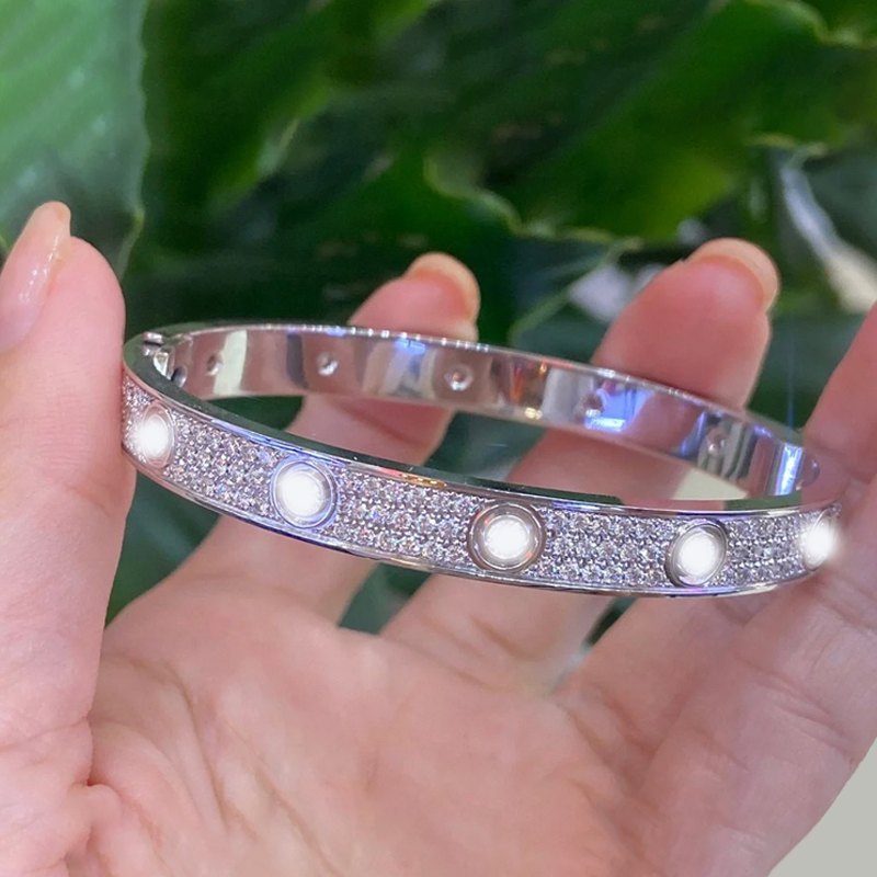 Classic Moissanite Bangle Bracelet 925 Sterling Silver Full Moissanite Diamond Bangles for Gifts