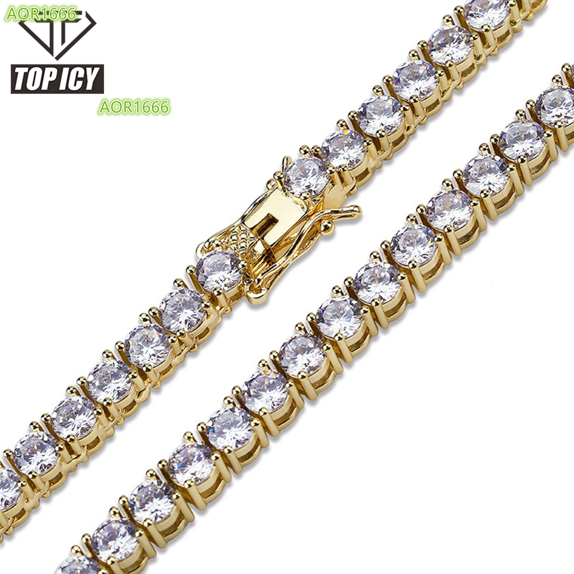 16 18 20 silver and gold necklace 3mm 4mm 5mm 925 silver moissanite tennis necklace 18K gold hip-hop tennis necklace jewelry wholesale