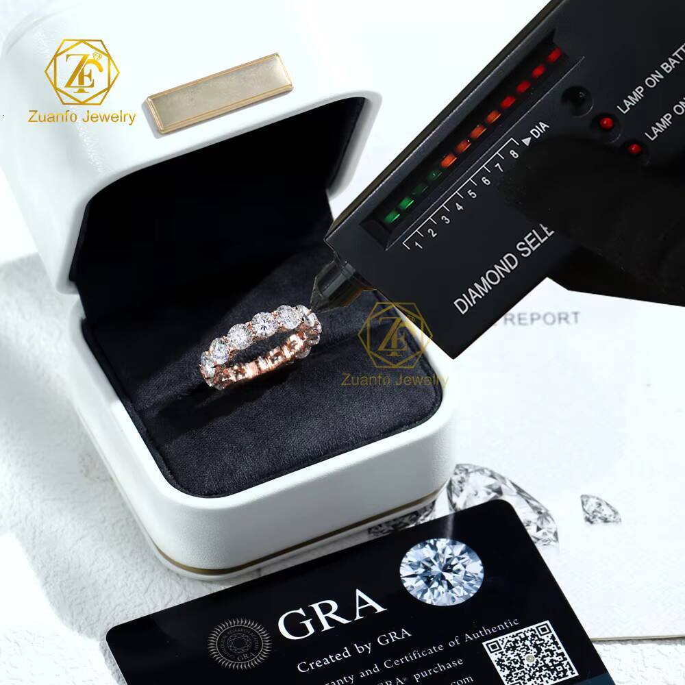 Elegant 5mm Full Row Moissanite Eternity Band Rings Luxurious Jewelry Accessory 925 Sterling Silver Moissanite Finger Ring