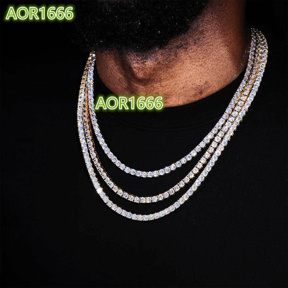 925 silver lab-grown diamond tennis bracelet necklace for men and women tennis chain hip hop fashion jewelry