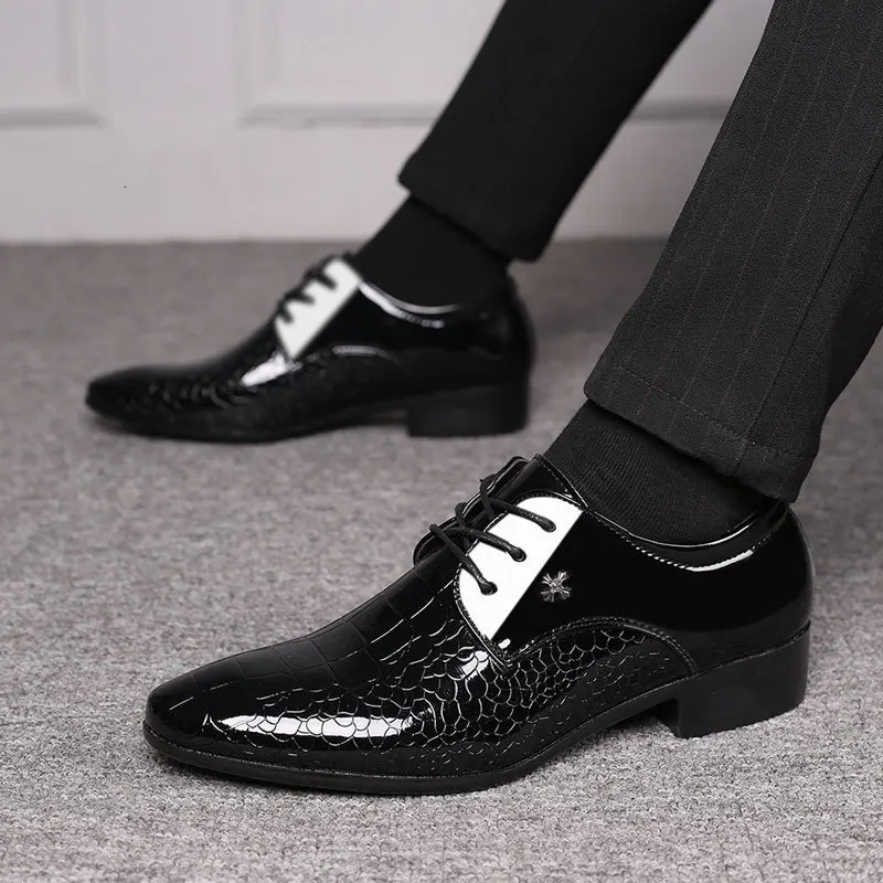 Mens Business Leather Shoes Black Formal Shoes Plus Size 38-49 Mens Wedding Shoe Lace Up Trend Shoes for Men Spring 250814