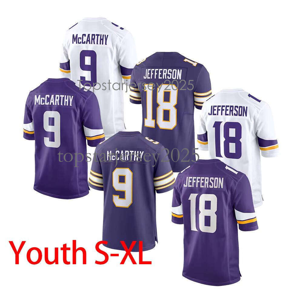 9 J.J. McCarthy 18 Justin Jefferson Minnesota Youth ed USA Football Sports VP Limited Player Jersey Ready to Ship