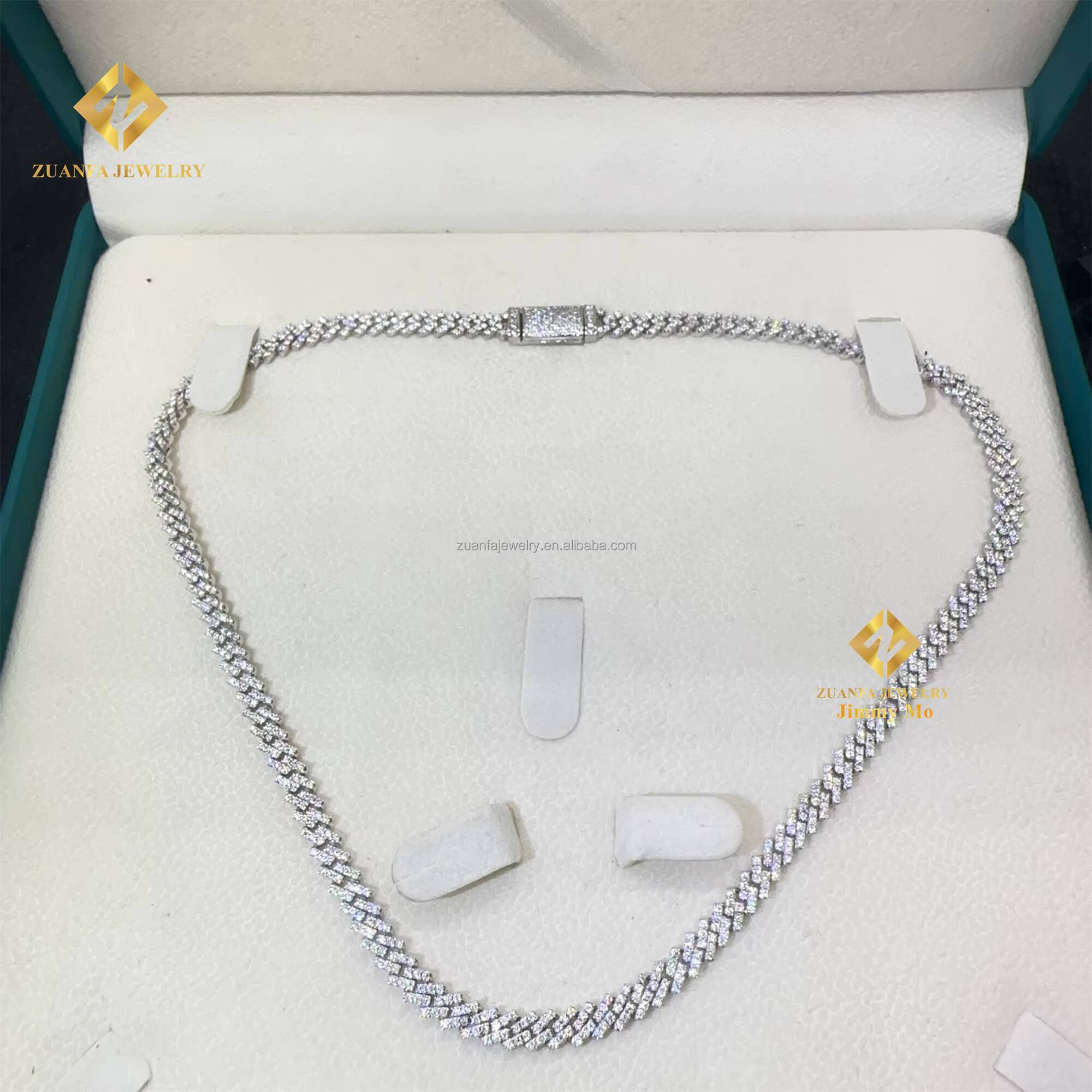 Wholesale Price 5mm Width One Row 925 Sterling Silver Iced Out 5A CZ Stone Hip Hop Miami Cuban Link Chain