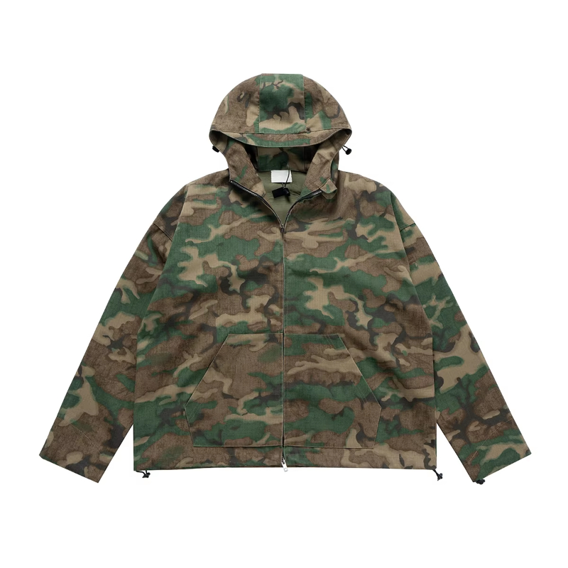 MIJKO Streetwear Color Match Camouflage Hooded Jacket for Men and Women Windbreaker Casual Loose Coat Outwear Baggy Patchwork Clothes
