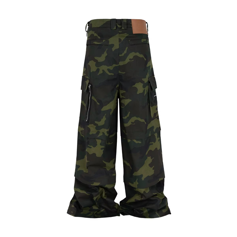 MIJKO Color Match Multi-pockets Camouflage Cargo Pants for Men and Women Streetwear Patchwork Baggy Overalls Wide Leg Loose Trousers