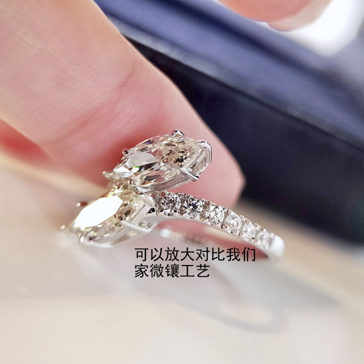 2025 New Style Simple Six-prong Women's Pure Silver Fashionable Imitation Personality Designer Jewelry Wedding Ring Diamond
