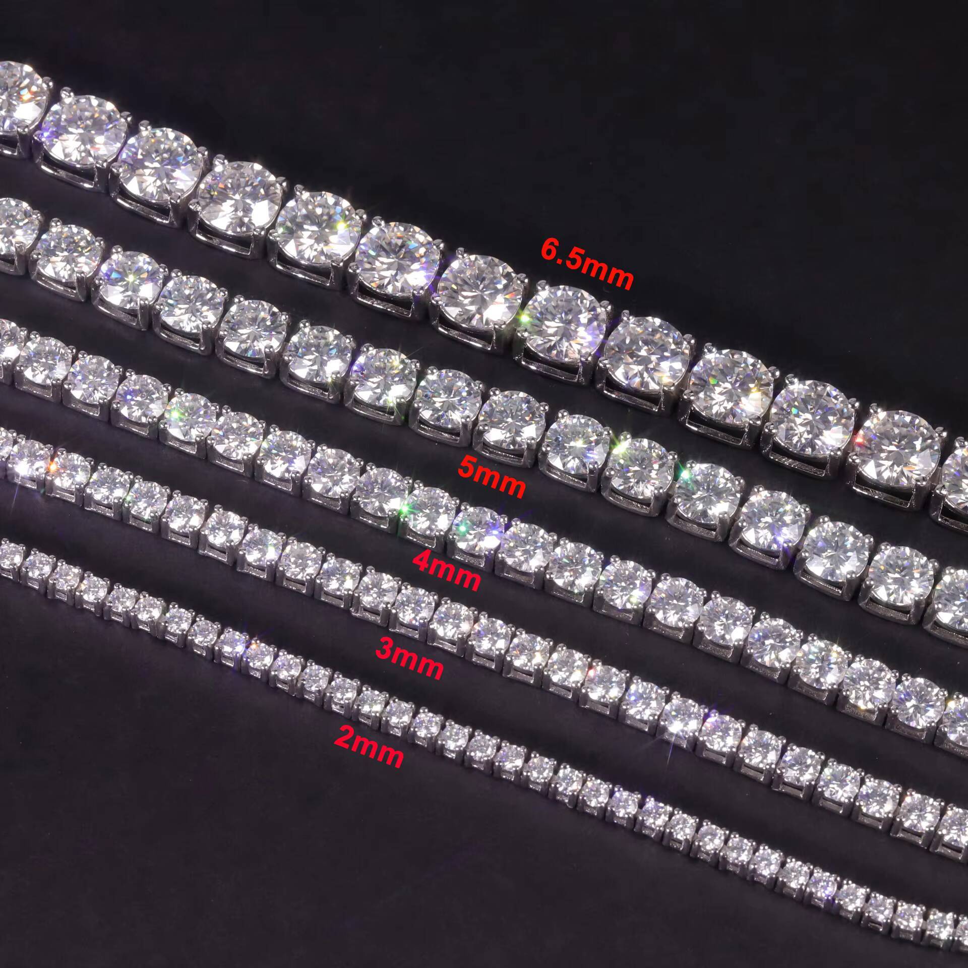 Hip Hop Iced Out VVS 925 Sterling Silver Moissanite Men Women Tennis Chain Necklace and Bracelet