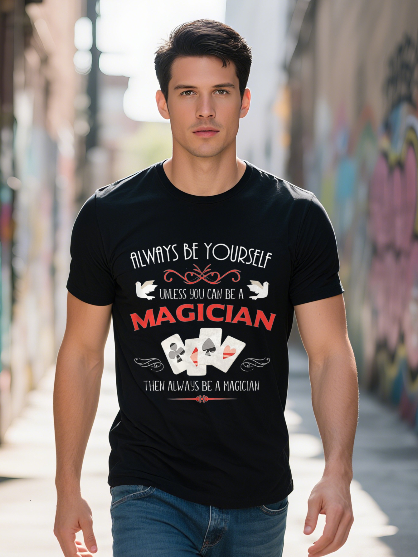 Pure T Shirt Cotton Men s g Always Be Yourself Unless You Can Become a Magician Gift