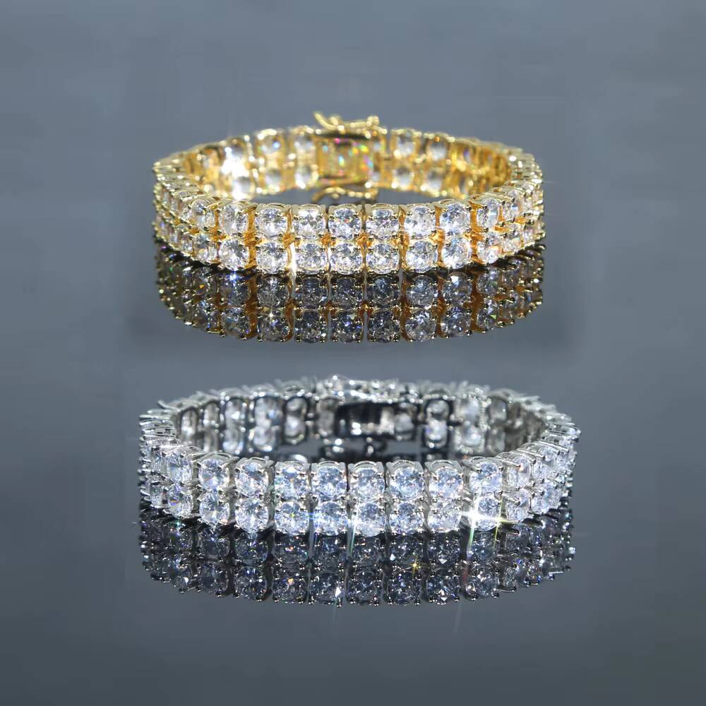 5mm 5A Cubic Zirconia Cz Iced Out Bling Sparking Women Double Row Tennis Bracelet