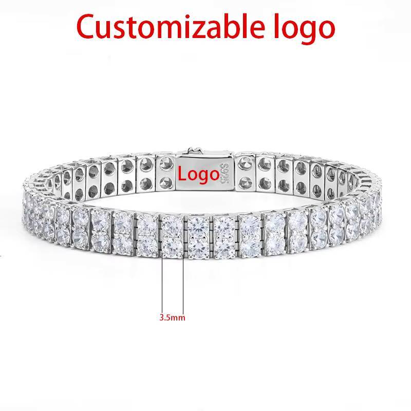 925 Sterling Silver Custom Double Row 3.5mm Vvs1 D Color Gra Certified Moissanite Diamond Tennis Bracelet Women Jewelry