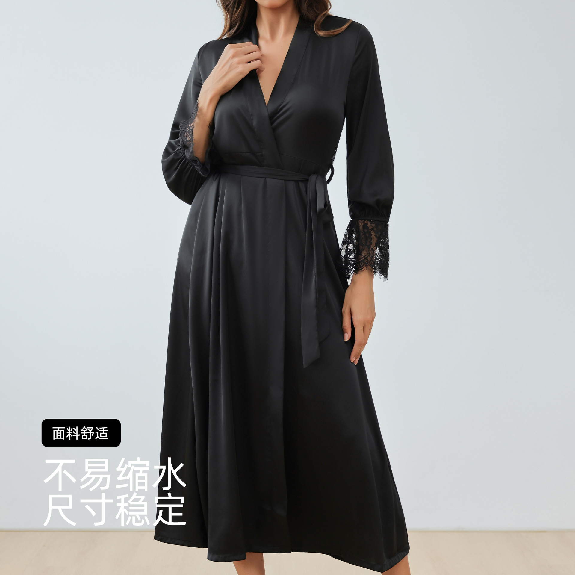 Oversize Long Robe Spring Summer Women Sleepwear Kimono Bathrobe Gown Sexy Satin Nightwear Nightgown Loose Home Dressing Gown