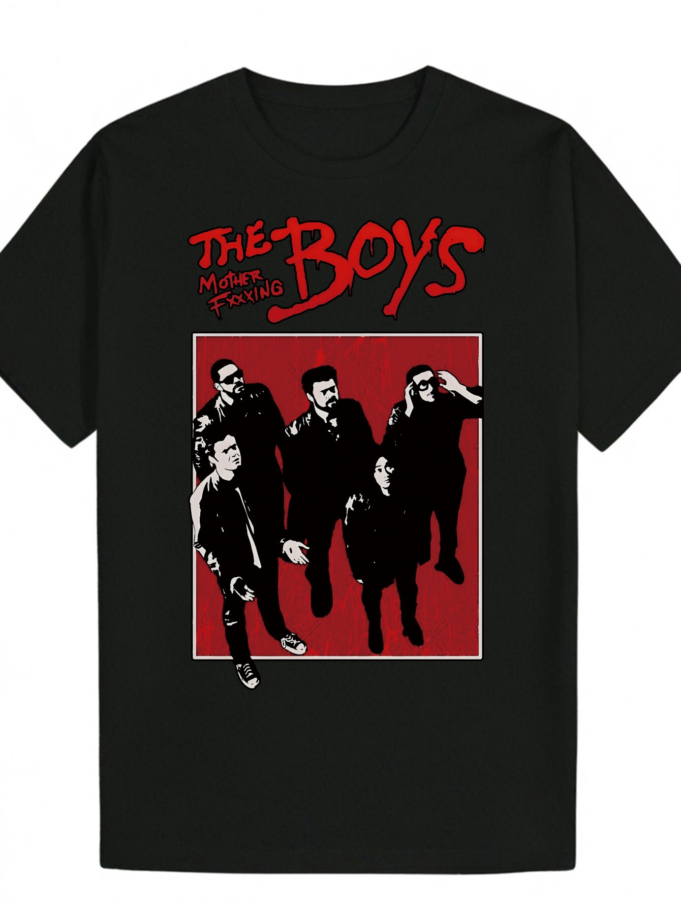 Men's Graphic Eye-catching Red 'The Boys' Lettering Four Numbers Design Lightweight Polyester Crew Neck T-Shirt Suitable for Casual Dai