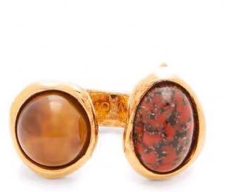Brass Wedding Band Ring for Women, Minimalist Irregular Design with Gemstone Inlay, Trendy French Engagement Ring