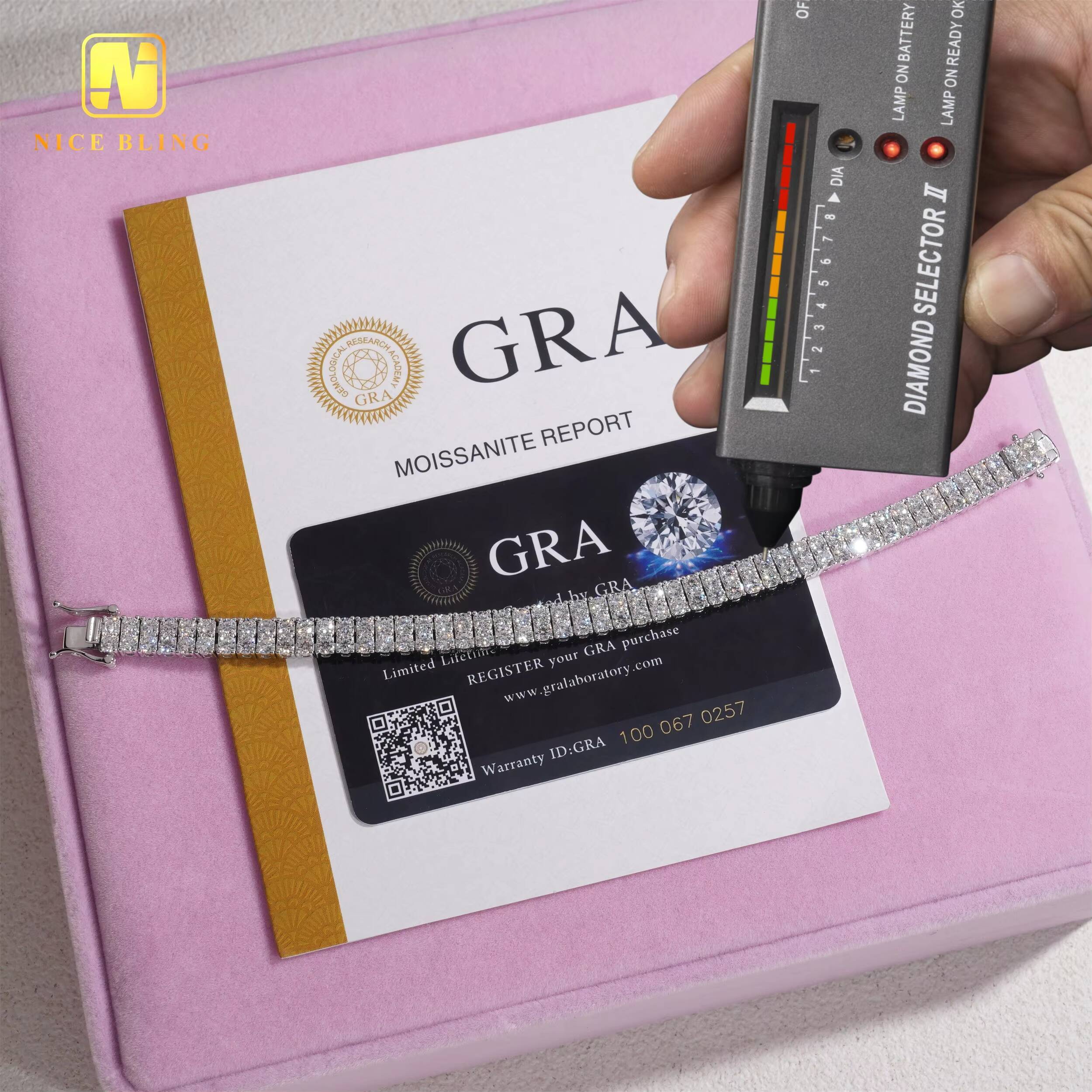 Fashion Jewelry Bracelets 925 Silver Hip Hop Tennis Bracelet Men Women Double Layer 3MM VVS Moissanite Diamond Tennis Bracelets