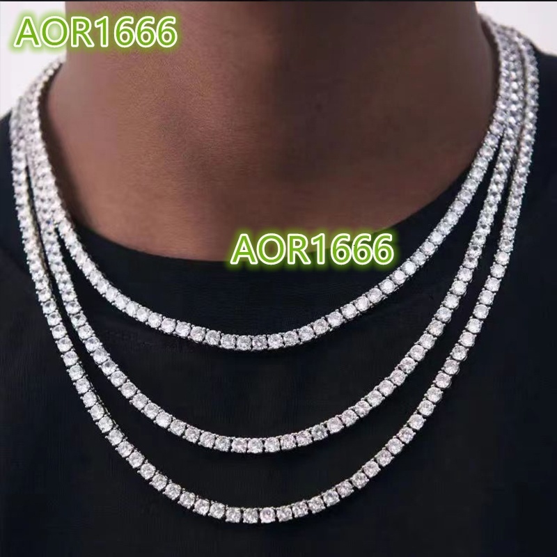 2025 Hot Sale 925 Silver Necklace Moissanite Super White VVS Round Brilliant Cut Necklace Hip Hop Style Necklace Neck