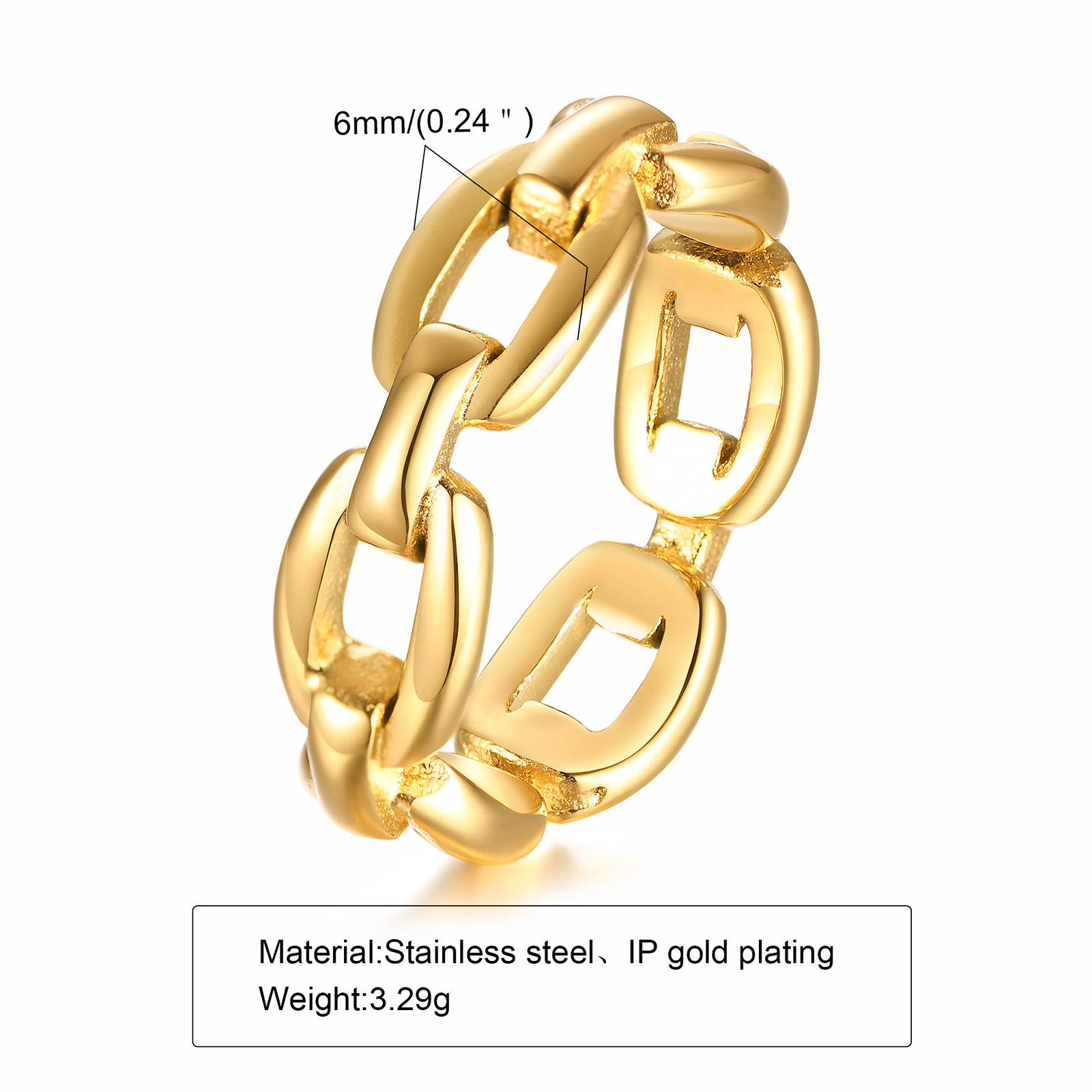 Designer Jewelry Wedding Rings Steel Chain Ring Gold Women's Fashion Ring Stacking Titanium Steel Jewelry Accessories Wholesale