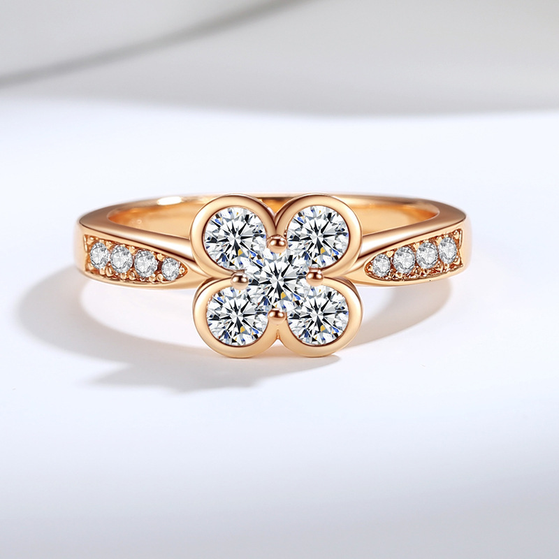 S925 Silver Designer Jewelry Women's Wedding Ring New Classic European And American Fashion Four-leaf Clover Moissanite Diamond Ring