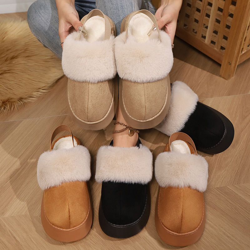 designers boots Slippers plus size Wearing snow boots women cotton slippers in winter with thick soles and plush insulation for warmth