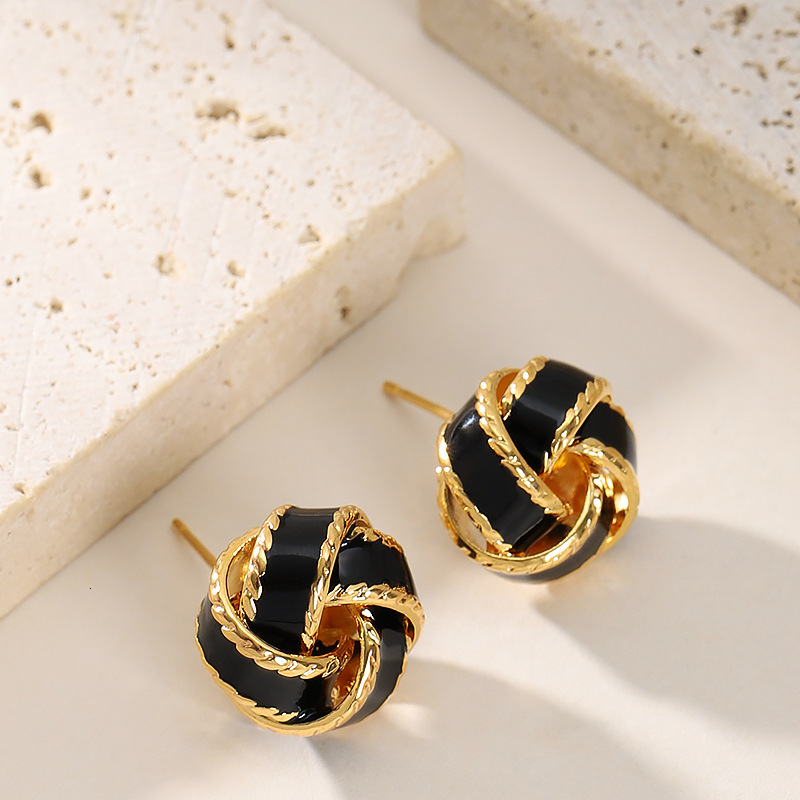 Artistic Melad Handmade Oil Drop Braided Earrings for Women INS Style Simple Sier Needle Ear Jewelry